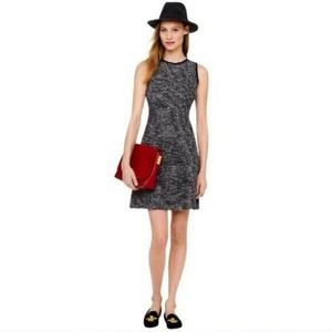 J Crew Size 2 Tweed Flare Dress Black Wool Blend Sleeveless A-Line Zip Closure